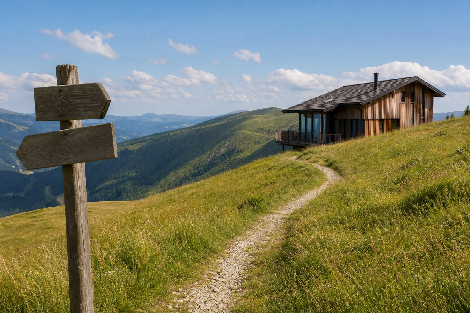 Wanderweg über eine Almwiese in den Nockbergen